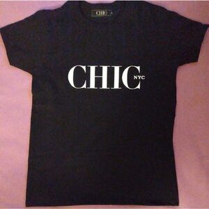 CHIC NYC Tee Shirt Black White Lettering Size Small